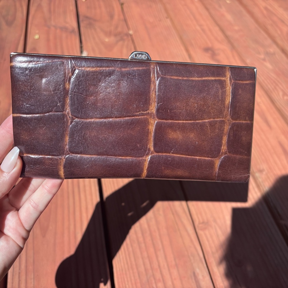 Lodis Brown Crocodile Embossed Wallet